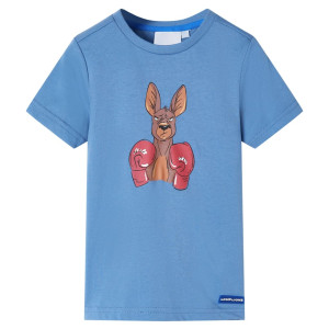 Camiseta infantil de manga corta azul medio 116 D