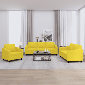 Juego de sofás con cojines 3 piezas tela amarillo claro D