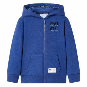 Sudadera para niños con capucha y cremallera azul oscuro mélange 92 D