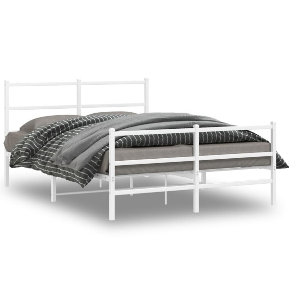 Estructura cama metal con cabecero y estribo blanco 135x190 cm VIDAXL