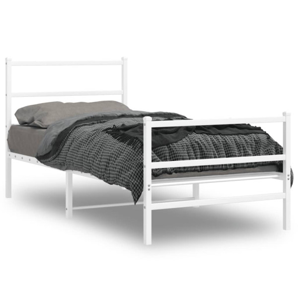 Estructura cama metal con cabecero y estribo blanco 200x200 cm