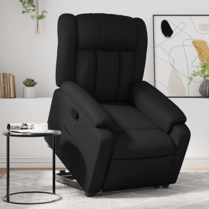 Sillón reclinable elevable cuero artificial negro D