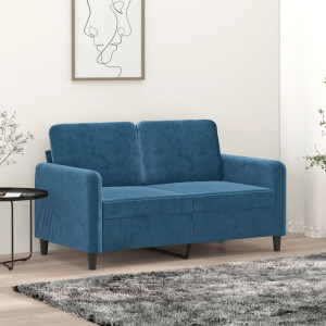 Sofá de 2 plazas terciopelo azul 120 cm D