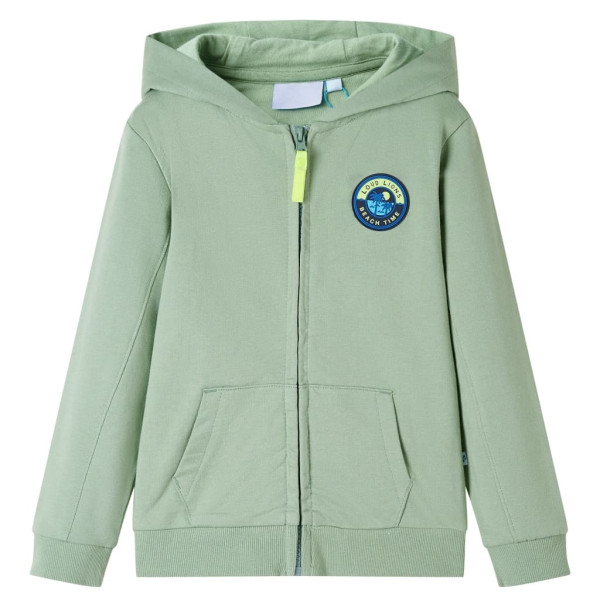 Sudadera para niños con capucha y cremallera caqui claro 116 D