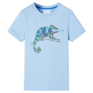 Camiseta infantil de manga corta azul claro 104 D