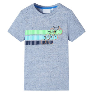 T-shirt infantil manga curta azul mélange 116 D