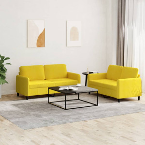 Conjunto de sofás de 2 peças em veludo amarelo D