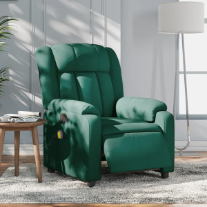 Sillón reclinable de masaje eléctrico tela verde oscuro D