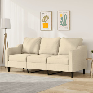 Sofá de 3 plazas de tela crema 180 cm D