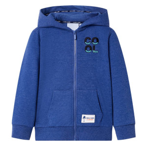 Sudadera para niños con capucha y cremallera azul oscuro mélange 128 D