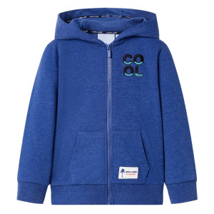 Sudadera para niños con capucha y cremallera azul oscuro mélange 104 D