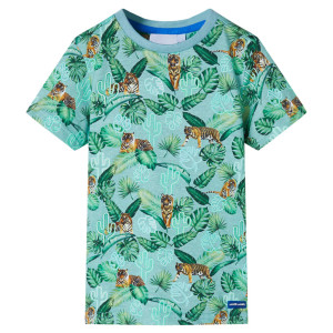 Camiseta infantil verde claro mélange 128 D