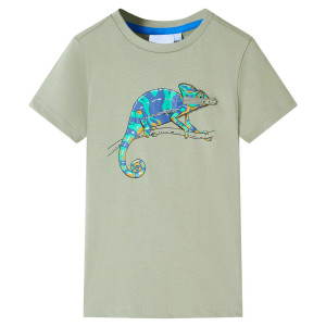 Camiseta infantil de manga corta caqui claro 104 D