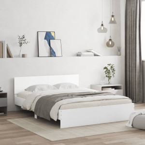 Estructura de cama con cabecero blanca 140x190 cm D