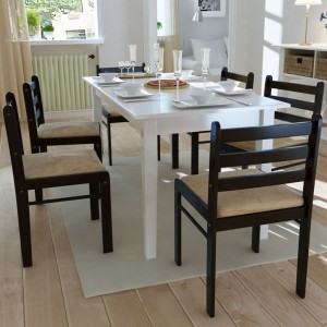 Cadeiras de jantar 6 unidades madeira maciça e veludo marrom D