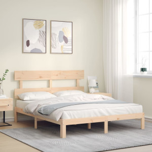 Estructura de cama con cabecero madera maciza 160x200 cm D