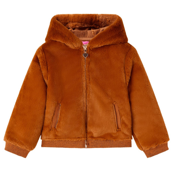 Chaqueta con capucha para niños pelo sintético color coñac 116 D