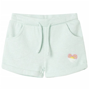 Pantalones cortos infantiles con cordón verde menta claro mixto 140 D