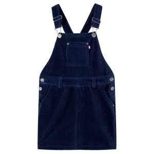 Vestido infantil de veludo cotelê azul marinho 116 D