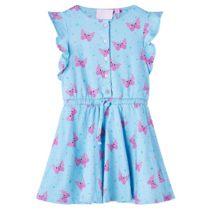 Vestido infantil sem mangas com botões azul 140 D