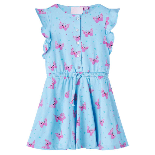 Vestido infantil sem mangas com botões azul 140 D