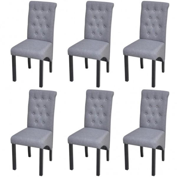 Cadeiras de jantar 6 unidades tecido cinza claro D