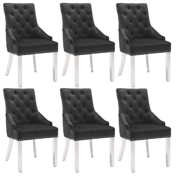 Cadeiras de jantar 6 unidades veludo preto D