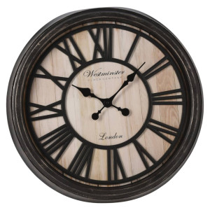 H&S Collection Reloj de pared números romanos London negro y natural D