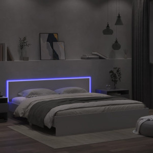 Estructura de cama cabecero y luces LED blanca 180x200 cm D