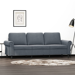 Sofá de 3 plazas terciopelo gris oscuro 180 cm D