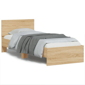 Cama con cabecero madera de ingeniería roble Sonoma 90x200 cm D