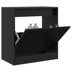 Zapatero de madera de ingeniería negro 60x34x63.5 cm D