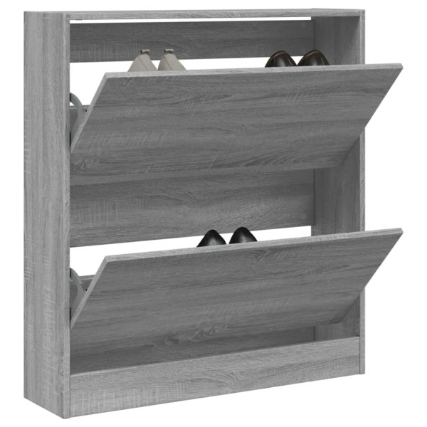 Zapatero de madera de ingeniería gris Sonoma 80x21x87.5 cm D