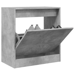 Zapatero de madera de ingeniería gris hormigón 60x34x63.5 cm D
