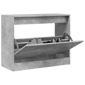 Zapatero de madera de ingeniería gris hormigón 80x34x63 cm D
