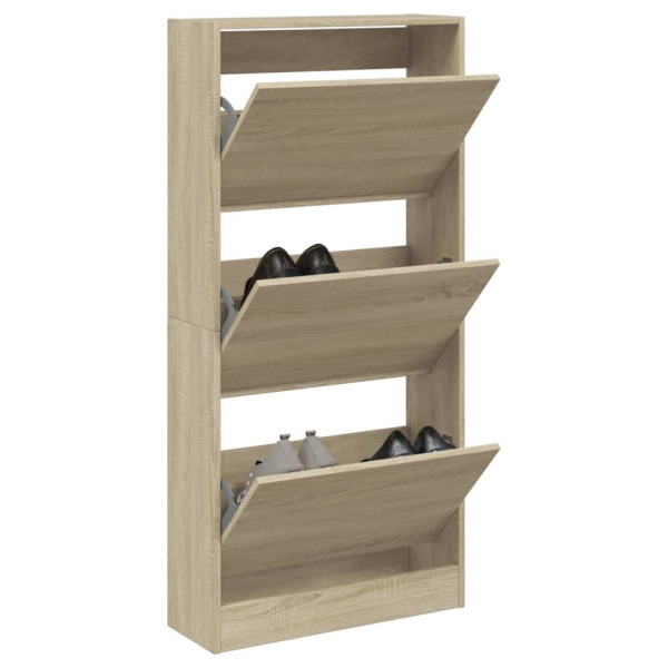 Zapatero de madera de ingeniería roble Sonoma 60x21x125.5 cm D