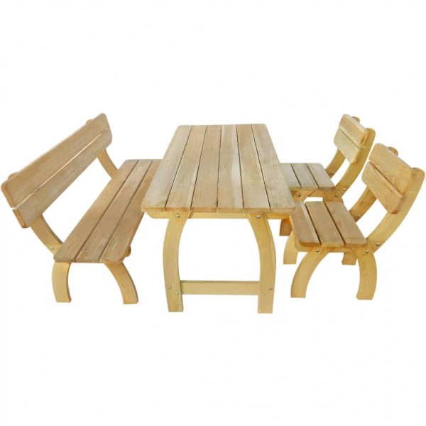 Mesa y banco de exterior 4 piezas de madera de pino impregnada D