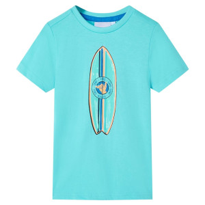 T-shirt infantil de manga curta com aquamarine 128 D