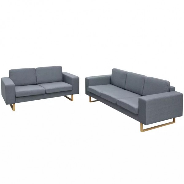 Conjunto de sofás de 2 e 3 lugares cinza claro D