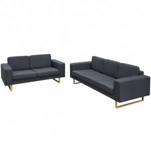 Conjunto de sofás de 2 y 3 plazas gris oscuro D