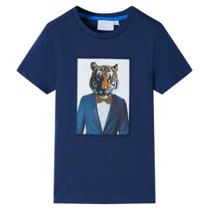 Camiseta infantil de manga corta azul oscuro 116 D