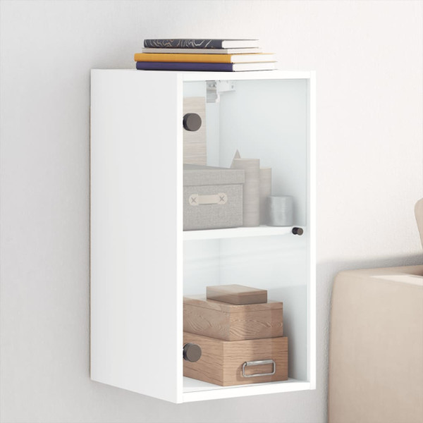 Mueble de pared con puertas de vidrio blanco 35x37x68.5 cm D