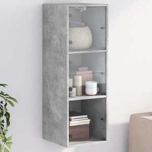 Mueble de pared puertas de vidrio gris hormigón 35x37x100 cm D