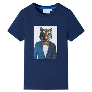 Camiseta infantil de manga corta azul oscuro 104 D