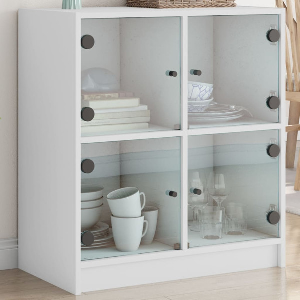 Armario auxiliar con puertas de vidrio blanco 68x37x75.5 cm D