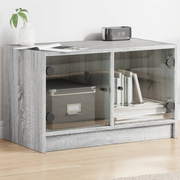 Mueble de TV con puertas de vidrio gris Sonoma 68x37x42 cm D