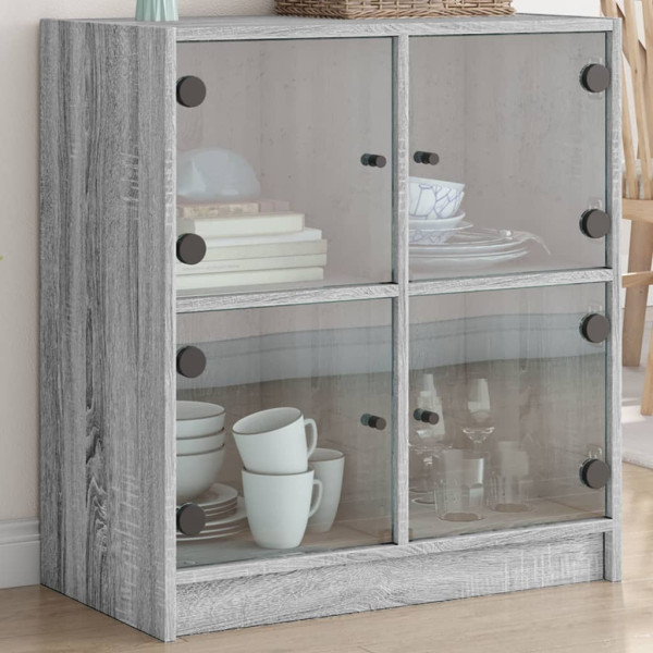 Armario auxiliar puertas de vidrio gris Sonoma 68x37x75.5 cm D