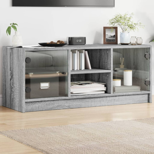 Móveis de TV com portas de vidro cinza Sonoma 102x37x42 cm D