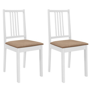 Cadeiras de jantar com almofadas 2 unidades madeira maciça branca D
