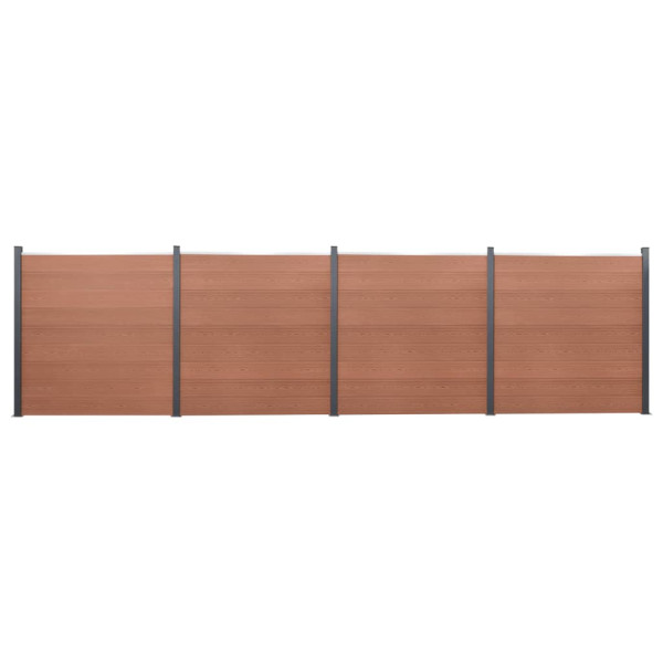 Conjunto de painel de cerca WPC marrom 699x186cm D